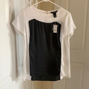 NWT black white blouse White House black market
